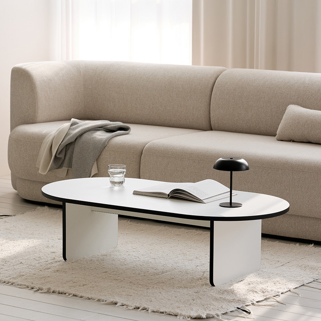 메종드꼼마 벤티 거실 테이블 1200, 화이트, 블랙엣지