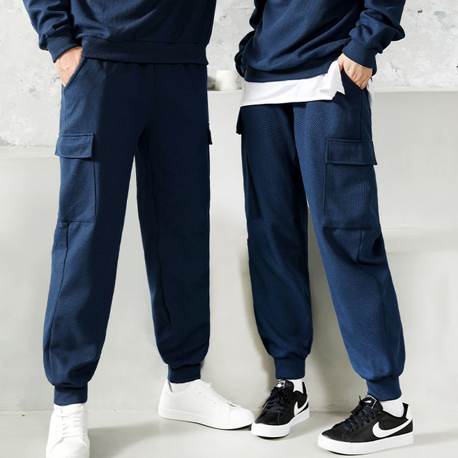 텐클로 남녀공용 빅사이즈 포켓 와플 조거 밴드 트레이닝 팬츠 TC-909