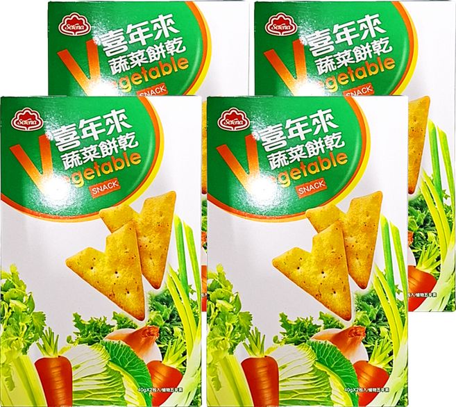 喜年來 蔬菜餅乾 獨特V字餅型 富含蔬菜營養, 80g, 4盒