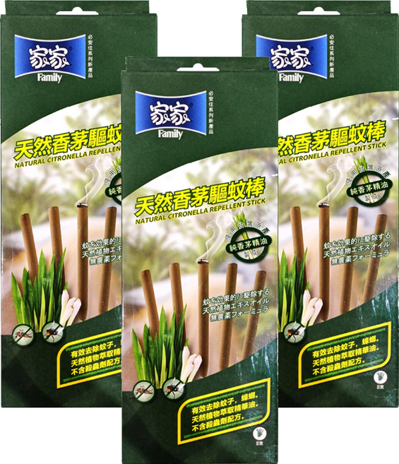 Family 家家 天然香茅驅蚊棒 5支, 175g, 3盒