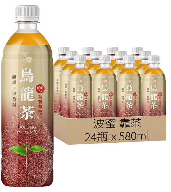 波蜜 靠茶 烏龍茶, 580ml, 24瓶