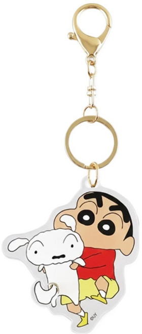 Miravivi 蠟筆小新轉轉鑰匙圈, 小新小白 透明, 1個