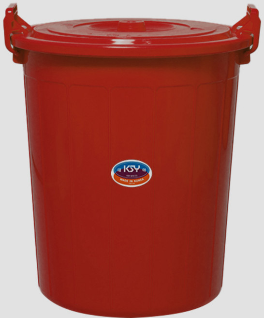 KSY 다용도 플라스틱 원형 만능용기 45L + 뚜껑 세트, 레드