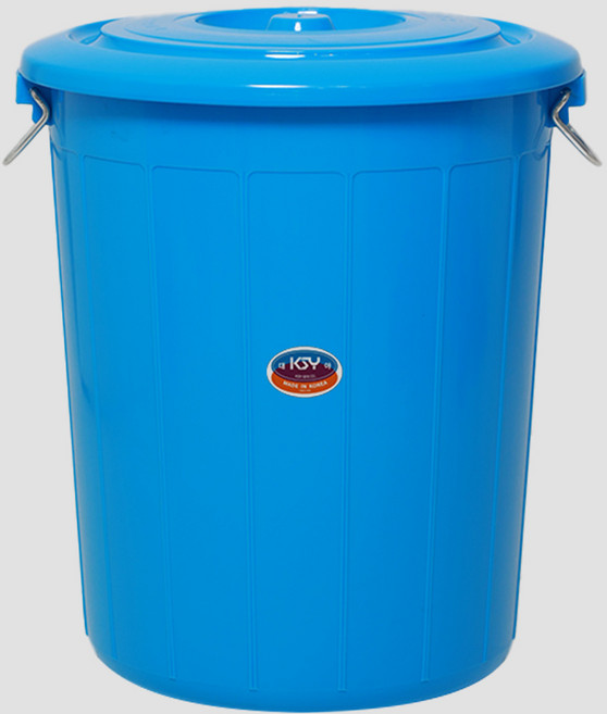 KSY대야 다용도 플라스틱 원형 만능용기 75L + 뚜껑 세트, 블루