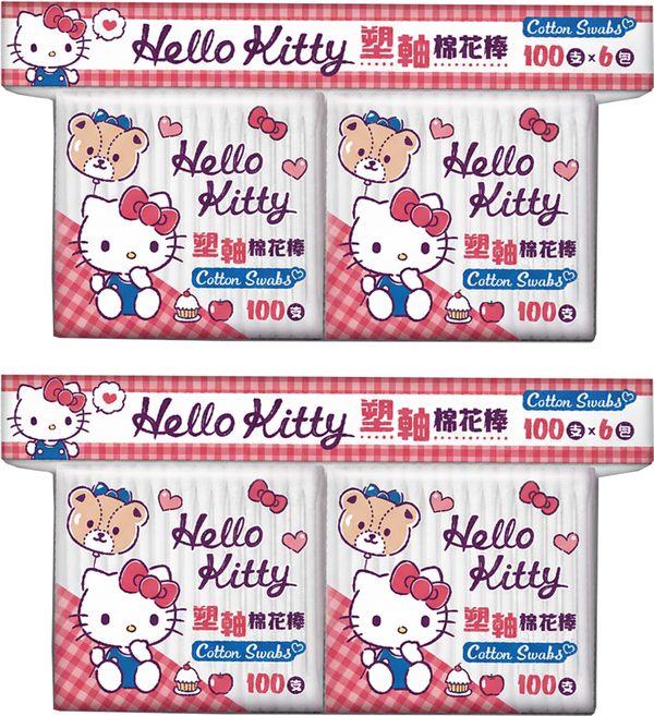 Hello Kitty 凱蒂貓 塑軸棉花棒, 12包, 100支