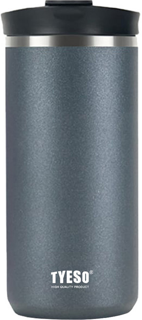 TYESO 泰碩 304不鏽鋼法壓保溫杯, 深空銀黑, 1個, 600ml