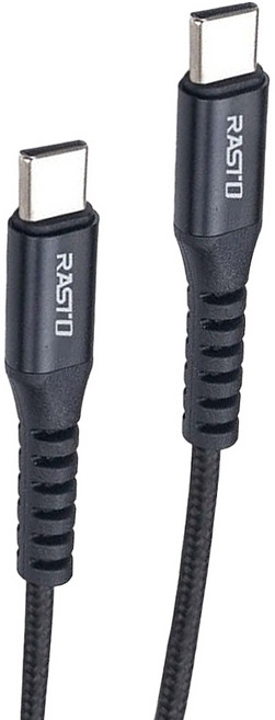 RASTO RX47 快充QC3.0鋁合金充電傳輸線 Type C to C 3.5mm, 1.2m, 黑色, 1條