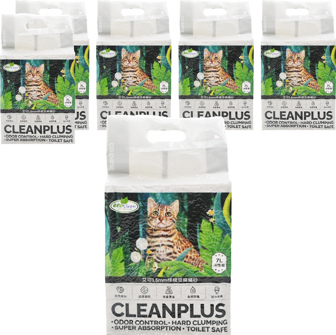 ECO Clean 1.5mm極細豆腐貓砂, 活性炭, 7L, 6袋