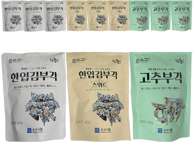 손수식품 손수고 고추부각 60g + 한입 김부각 40g + 스위트 40g 세트, 4세트