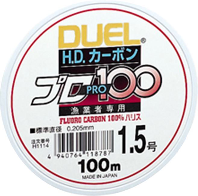 DUEL H.D. CARBON PRO100S 碳纖線 子線 前導線 1.5號 100m, 透明色, 1個