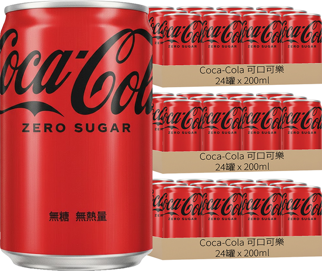 Coca-Cola 可口可樂 ZERO SUGAR 迷你罐 無糖, 200ml, 72罐