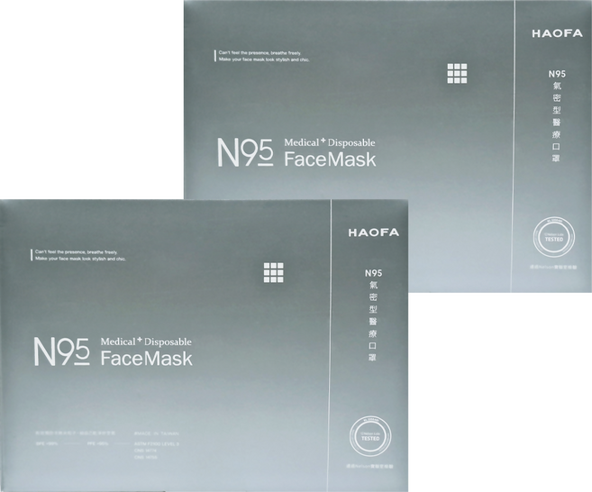HAOFA N95立體醫療口罩 氣密型 M, 30片, 2盒, 丁香藍