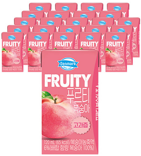 덴마크 푸르티 복숭아 과일음료, 120ml, 24개