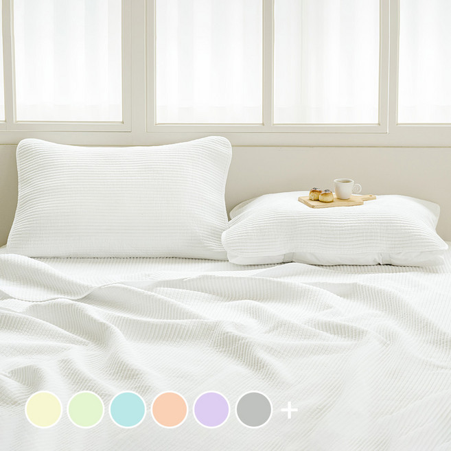 더자리 소프트 피그먼트 워싱 줄누빔 베개커버 밴딩형 2p