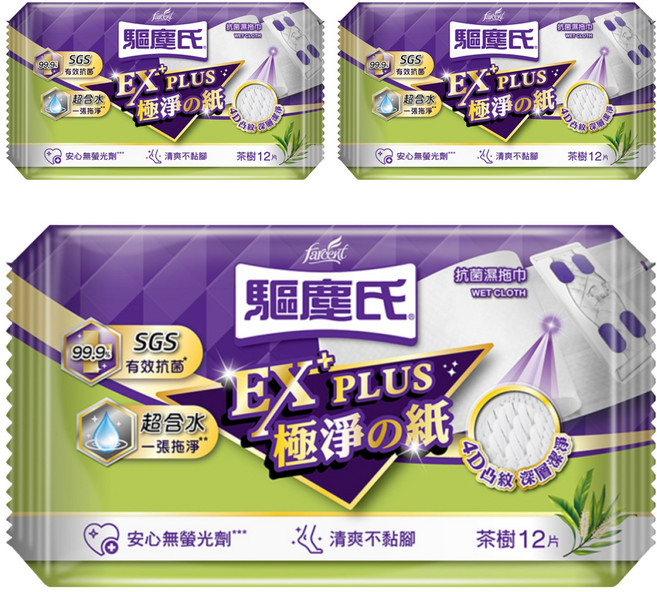 farcent 花仙子 驅塵氏 茶樹抗菌濕拖巾 12張, 3包