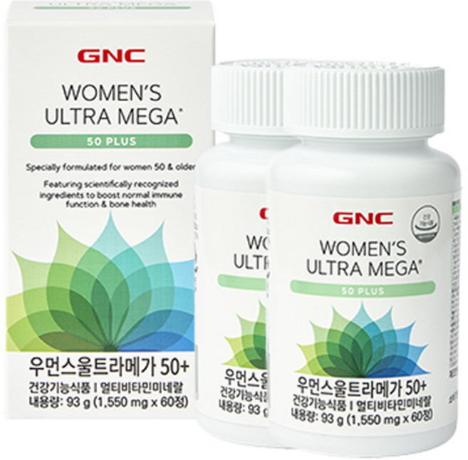 GNC 우먼스 울트라메가 50플러스 멀티비타민, 60정, 2개