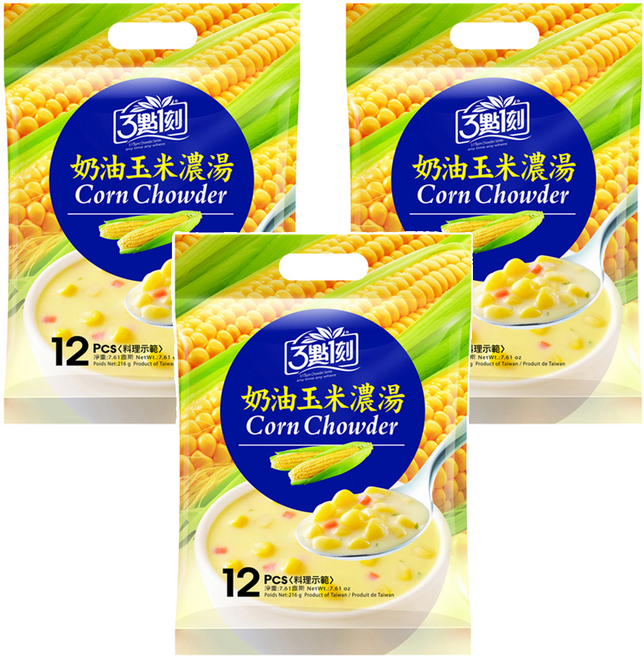 3點1刻 奶油玉米濃湯, 216g, 3袋