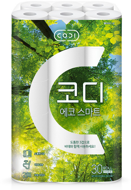 코디 3겹 에코 스마트 롤화장지, 22m, 30개입, 1개