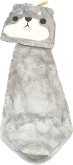 Y063 動物擦手巾 3入, 灰色柴犬, 1組