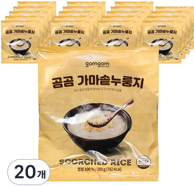곰곰 가마솥 구수한 누룽지, 200g, 20개