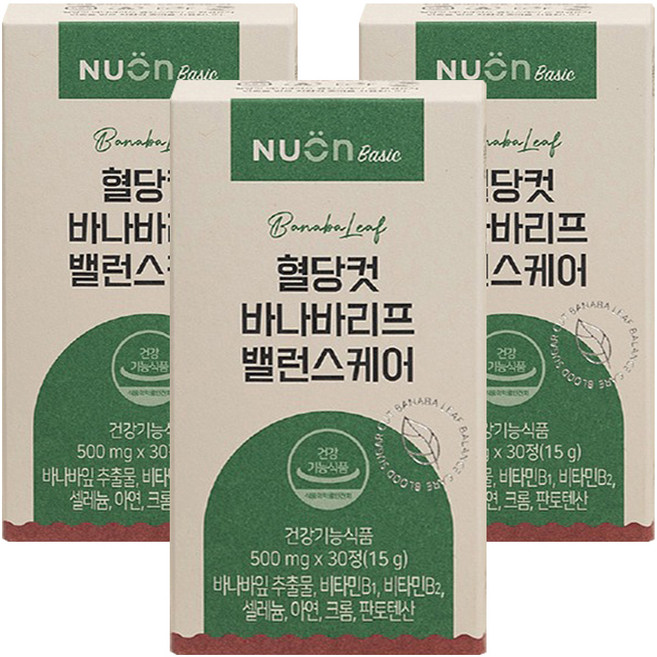 NUON 혈당컷 바나바리프 밸런스케어 15g, 30정, 3개