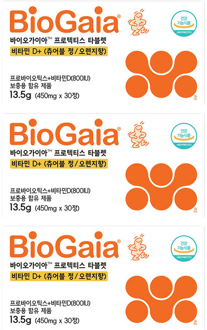 바이오가이아 프로텍티스 타블렛 비타민D+ 츄어블 정 13.5g, 30정, 3개