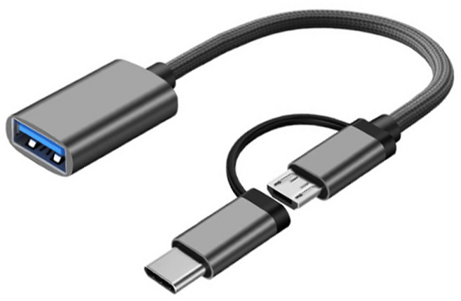 스마트테크 USB 3 A-2in1 C타입 5핀 OTG 젠더, 18cm, 실버, 1개