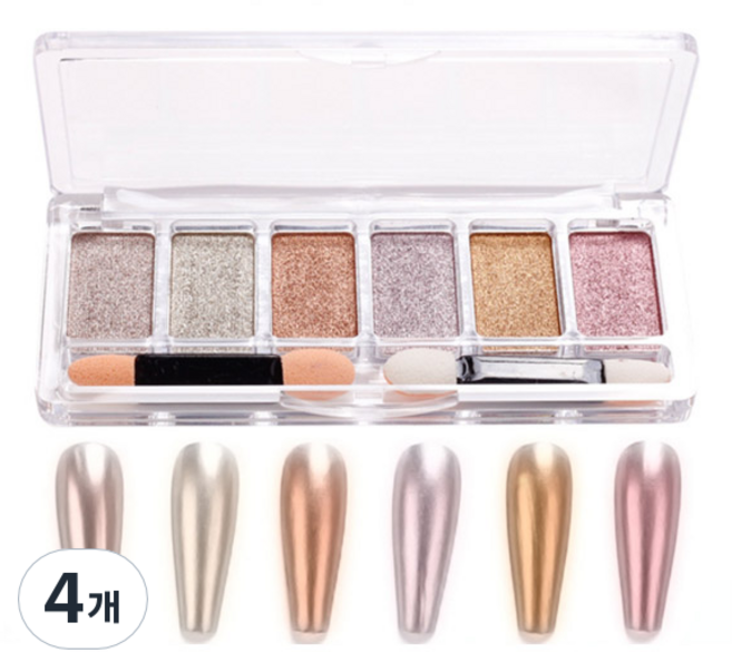 퍼니네일 우루우루 매직네일파우더 6종 + 브러쉬 02, 4개, 혼합색상