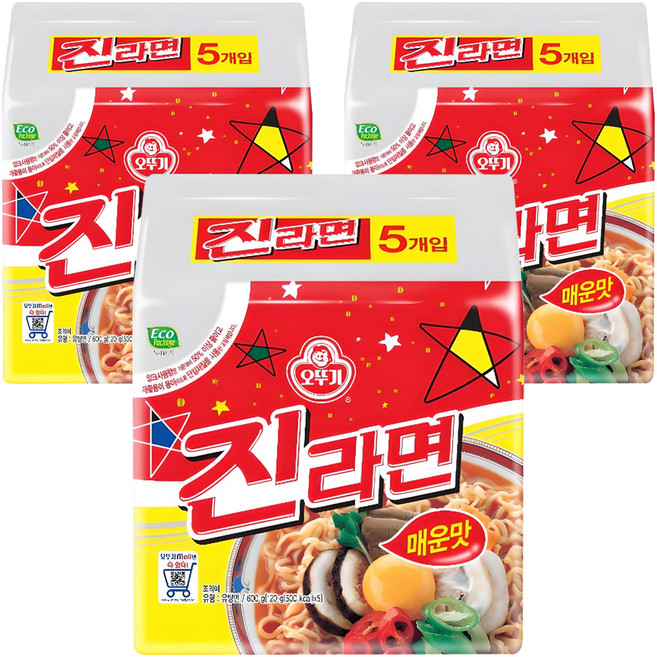 오뚜기 진라면 매운맛 120g, 15개