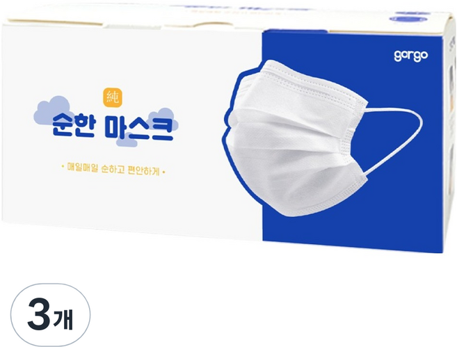 고르고 순한 숨쉬기편한 일회용 덴탈 컬러 마스크 성인용, 50개입, 3개, 화이트