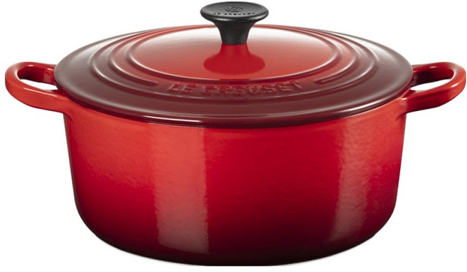 르크루제 원형 무쇠 양손냄비, 22cm, 빨강, 1개