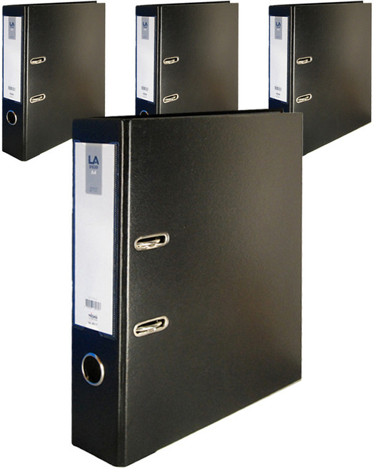 위즈오피스 LA 레버아치바인더 민 7cm, 4개, 블랙