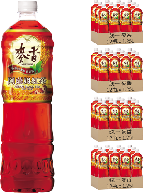統一 麥香 阿薩姆紅茶, 1.25L, 48瓶