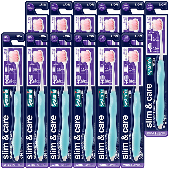 시스테마 슬림앤케어 칫솔 와이드, 1개, 12개입
