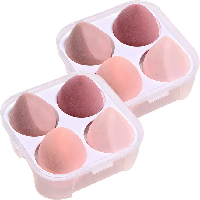 블루무역 에그 퍼프 4종 + 달걀 케이스, 복숭아, 2세트
