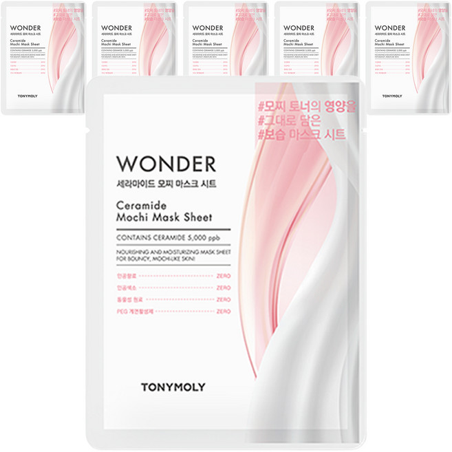 토니모리 원더 세라마이드 모찌 마스크 시트 20g, 1개입, 6개