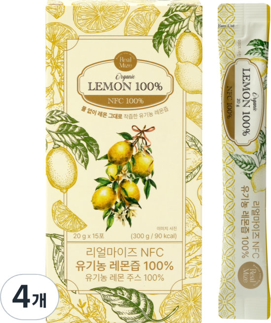 리얼마이즈 NFC 유기농 레몬즙 스틱, 300g, 4개