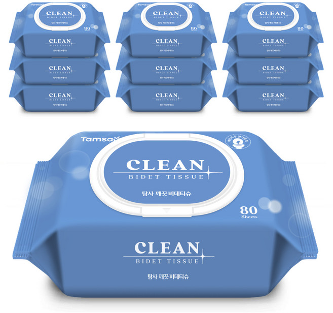 탐사 깨끗 비데티슈 캡형, 80매, 10개