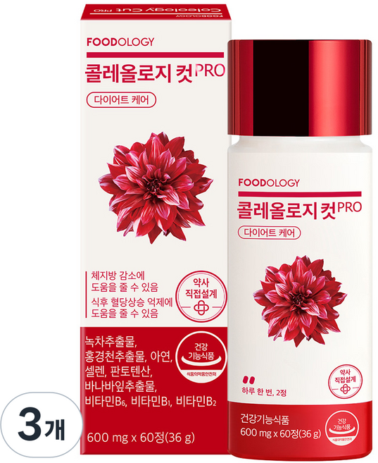 푸드올로지 콜레올로지 컷 프로 빨간통 빨간약 36g, 60정, 3개