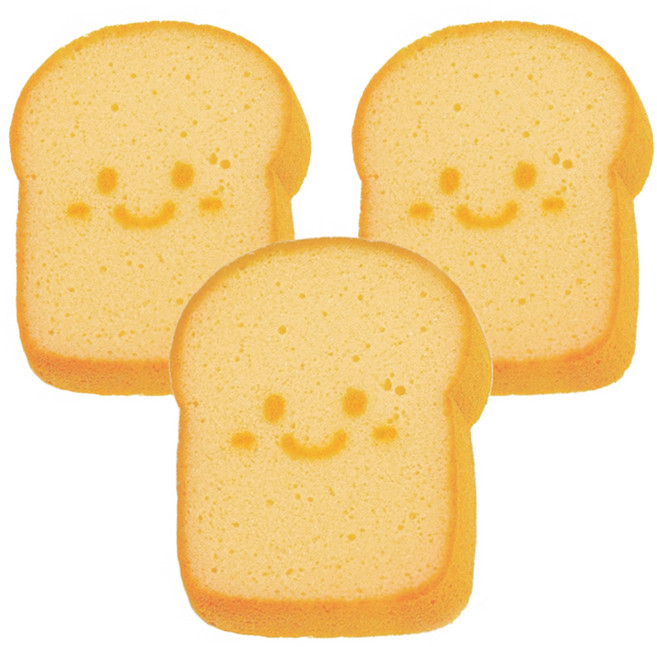 헬로키친 주방 설거지 캐릭터 수세미 식빵, 1개입, 3개