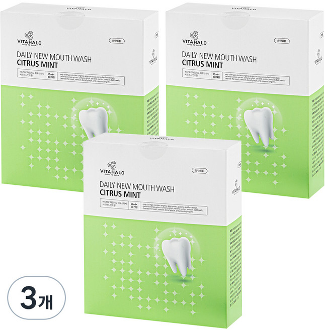 비타할로 데일리뉴 마우스워시 스틱형 시트러스 민트, 600ml, 3개