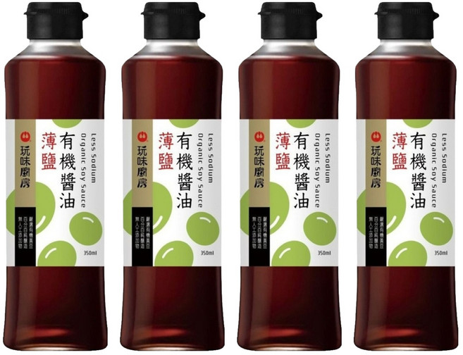 萬家香 玩味廚房薄鹽有機醬油, 350ml, 4瓶