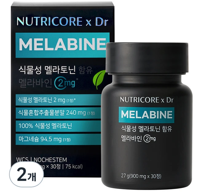 뉴트리코어 x Dr 식물성 멜라토닌 함유 멜라바인 27g, 30정, 2개 - 쿠팡