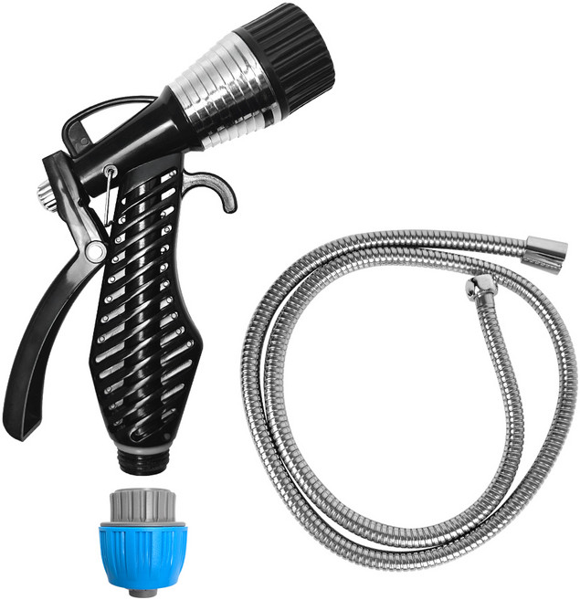 월드크린 다용도 2in1 스프레이건 + 스텐 호스줄 1.5m 세트, 혼합색상, 1세트