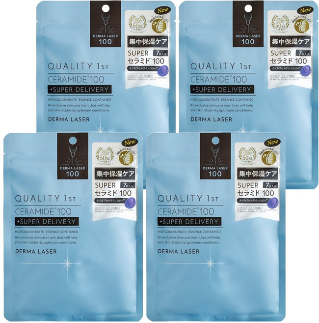 DERMA LASER Quality First 皇后面膜 神經醯胺保濕面膜 藍, 7片, 4包