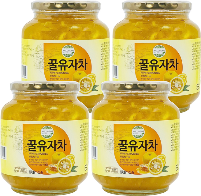 宸果 韓國 蜂蜜柚子茶, 1kg, 1入, 4罐