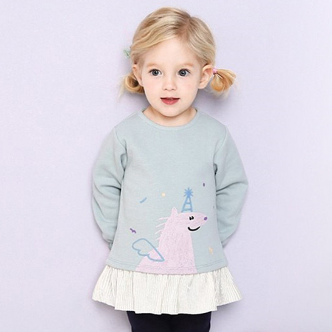 밀크마일 유아용 엔젤 홀스 밍크 기모 롱티셔츠