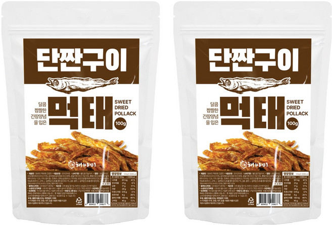 해야미 단짠구이 먹태, 100g, 2개