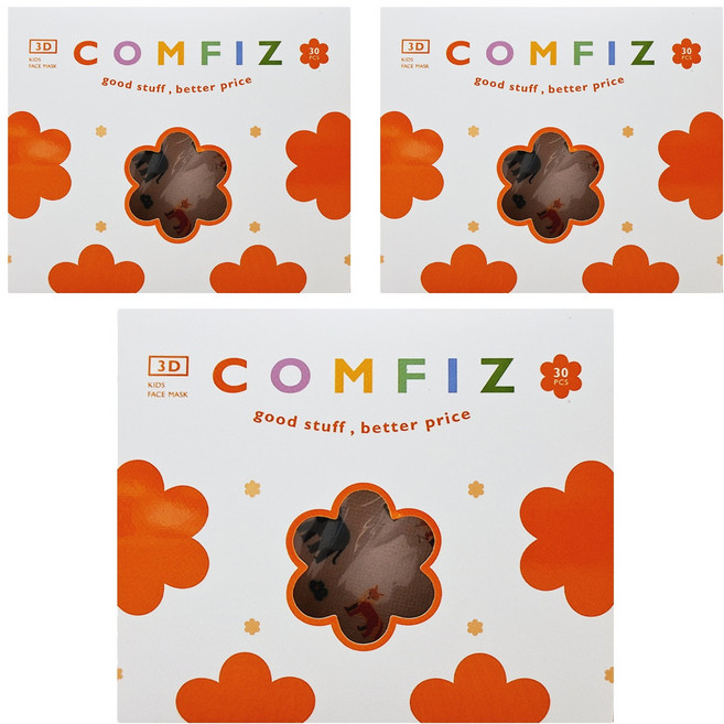 COMFIZ 康菲 兒童3D醫療口罩 3~7歲, 3盒, 叢林探險, 30片
