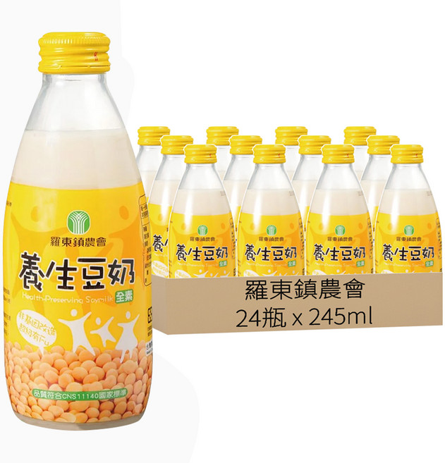 羅東鎮農會 養生豆奶, 245ml, 24瓶
